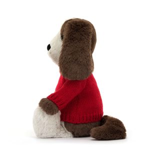 Bashful Fudge Puppy with Personalised Red Jumper